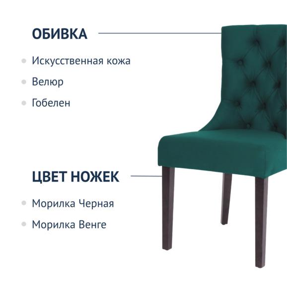 Полукресло Шарри, велюр Evita 17, бук, морилка старинный орех - фото 2