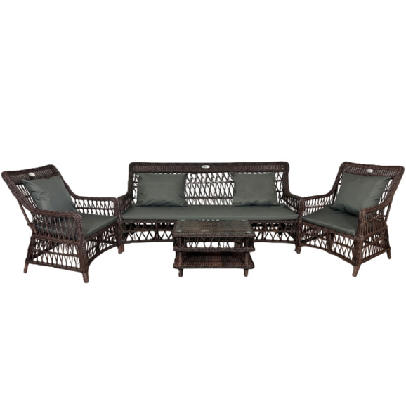 Комплект Диранг, коричневый, трехместная софа - фото 1