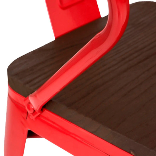 Стул Tolix Stan, красный, коричневое сиденье - фото 7