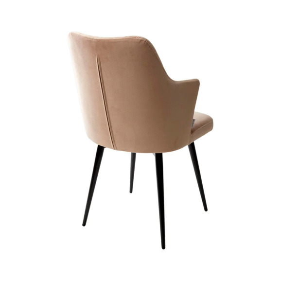 Стул HERMAN, бежевый, велюр, черный каркас, поворотный - фото 3