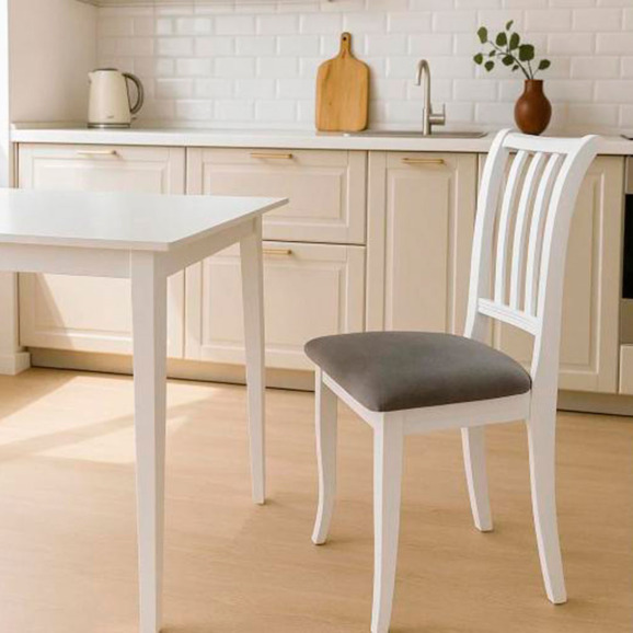 Деревянный стул Фрезино серый велюр / белый - фото 9