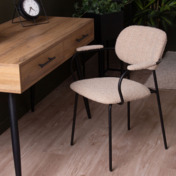 Фотография в интерьере товара Стул Париж с подлокотниками, Buckle beige, ножки металл Ral 9005 от компании ChiedoCover.