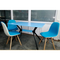 Стол с прямоугольной столешницей из МДФ металлический каркас синий