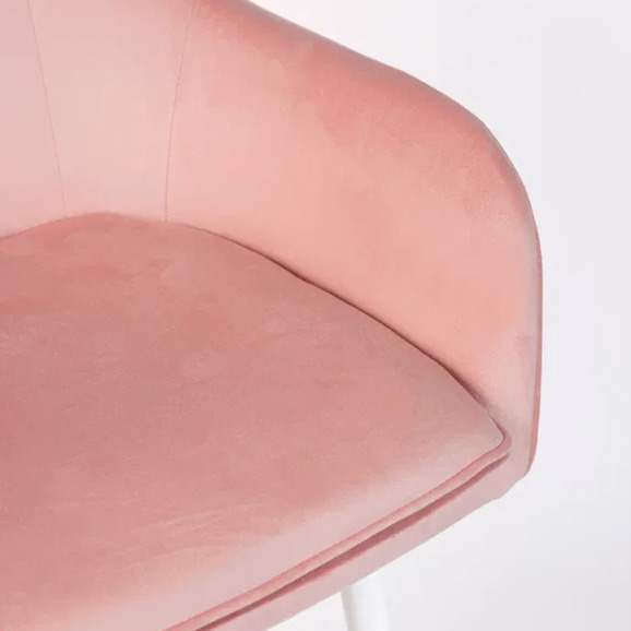 Кресло Сета, барные ножки, пудровый, белый, велюр - фото 9