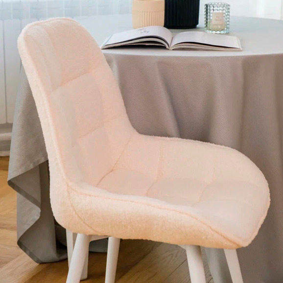 Стул Мускус, металл круглый профиль, букле, бежевый, белый - фото 7