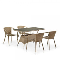 Настоящее фото товара Комплект мебели Мидленд, 4 стула, коричневый, прямоугольная столешница, произведённого компанией ChiedoCover