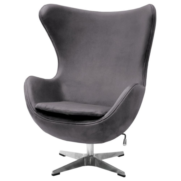 Кресло Egg style chair, тёмно-серый, искусственная замша - фото 3