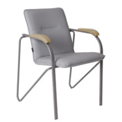 Фотография товара Стул Самба, кожзам Наппа 990, каркас серебро, подлокотники бук под лак от компании ChiedoCover.