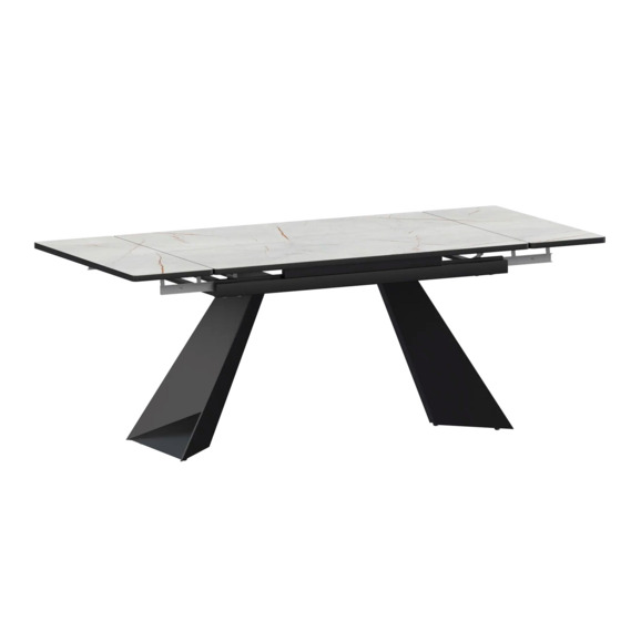 Стол раздвижной Дуит 1200х800+300, серый каспий, черный муар - фото 1