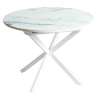 Настоящее фото товара Обеденный стол Plot, белый, мрамор, произведённого компанией ChiedoCover