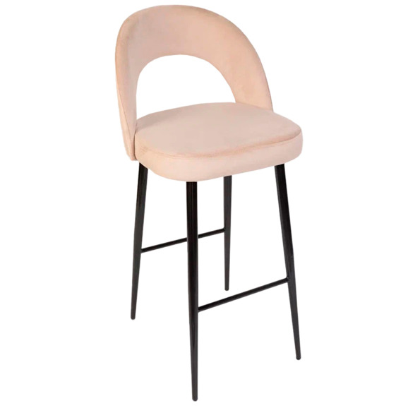 Стул Пиннате, барный, бежевый, черный, велюр - фото 1