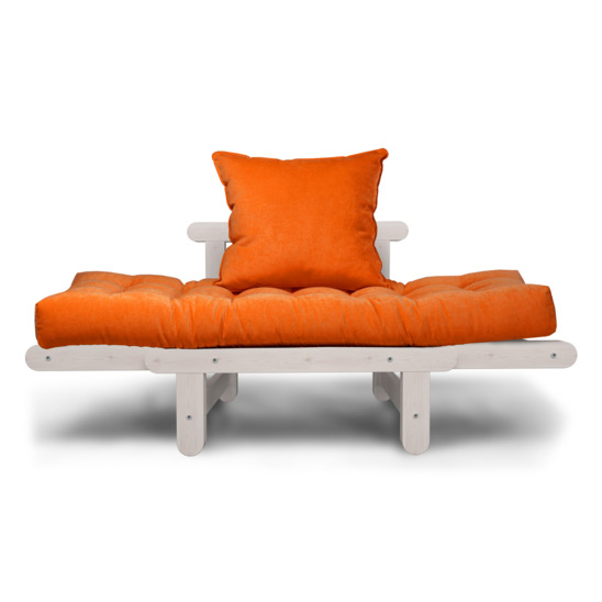 Кресло Сламбер, Velvet оранжевый/ беленый дуб - фото 5