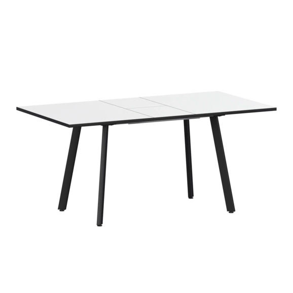 Стол раздвижной Рольф 1100+300, супер белый, черный муар Стол раздвижной Рольф 1100+300, супер белый, черный муар - фото 1