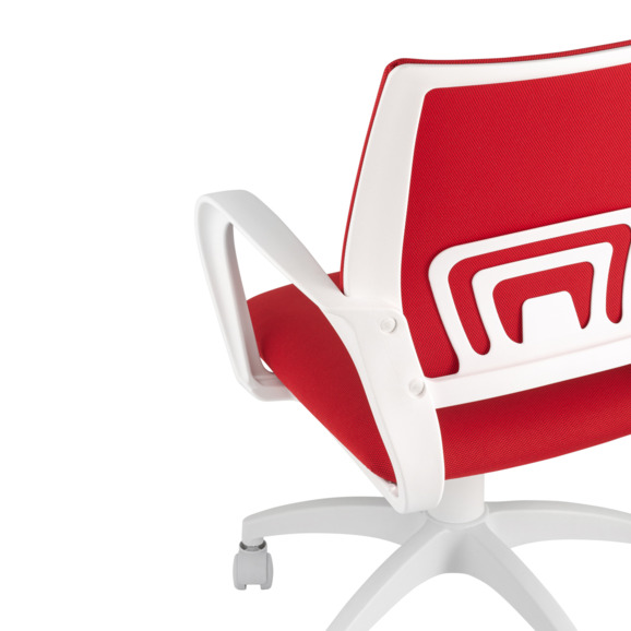 Кресло офисное TopChairs ST-BASIC-W красный, крестовина пластик белый - фото 6