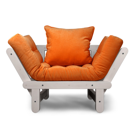 Кресло Сламбер, Velvet оранжевый/ беленый дуб - фото 2