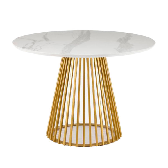 Керамический стол Нэнси 110 patagonoa bianco repose / золото - фото 1