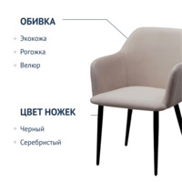 Фотография товара Стул Терра, черные ножки, велюр бежевый от компании ChiedoCover.