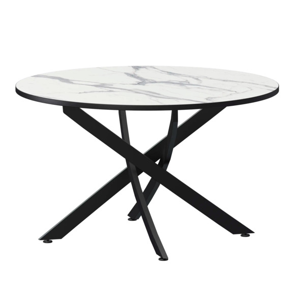 Стол нераздвижной Геометри 2, 1000, мрамор белый, черный муар - фото 1