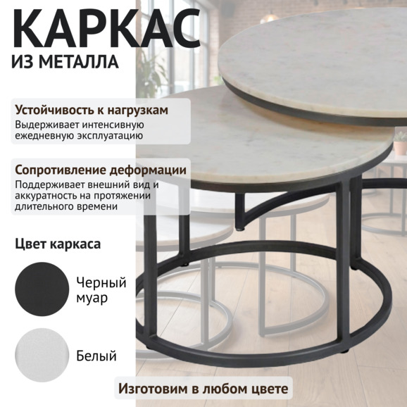 Стол Мэдисон x2, белая столешница, черный каркас - фото 3