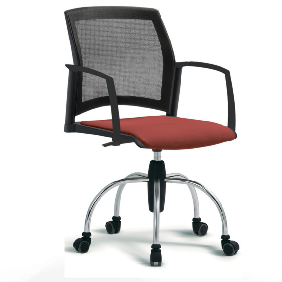 Кресло Wind со спинкой-сеткой и мягким сиденьем, с закрытыми подлокотниками, паук, черный, хром Кресло Wind со спинкой-сеткой и мягким сиденьем, с закрытыми подлокотниками, паук, черный, хром - фото 2