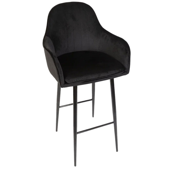 Кресло Сета, барные ножки, черный, велюр - фото 1