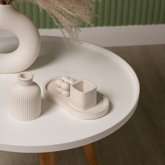 Стол журнальный Alvi, белый, деревянные ножки - фото 4