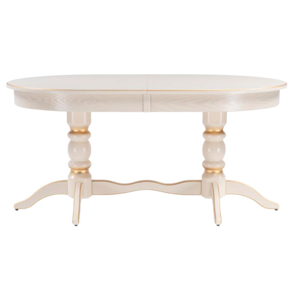 Деревянный стол Дейвер 160(220)х100х76 слоновая кость / золото - фото 2