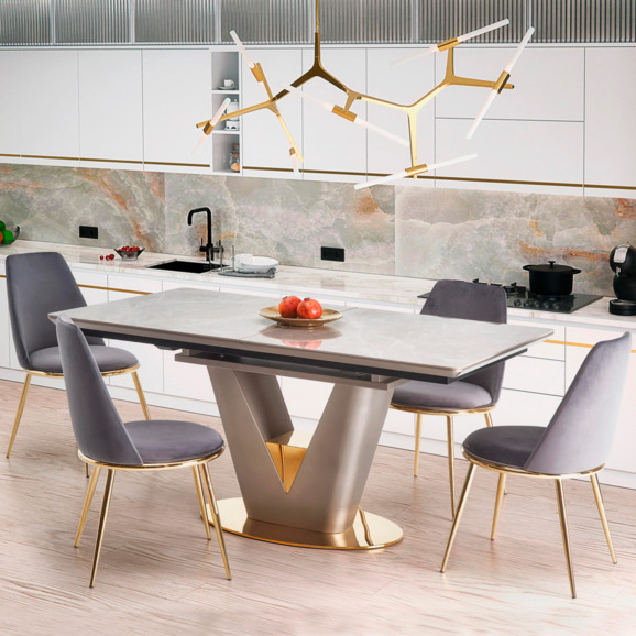 Стол раскладной Kairos, светло-пепельный, золото - фото 10