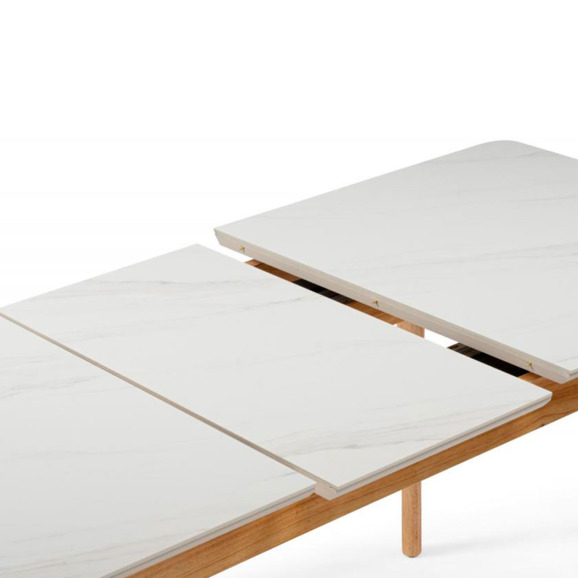 Стол Halmar 140(180)x80 белый спеченный камень / светлое дерево - фото 4