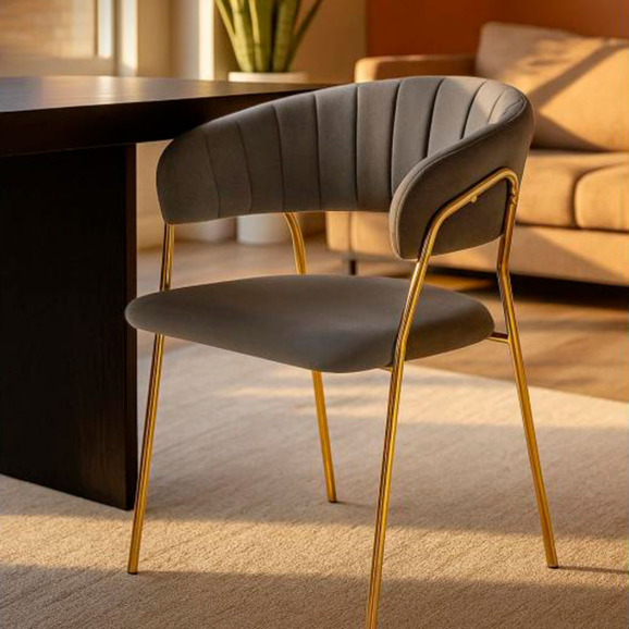 Стул на металлокаркасе Kamelia 1 dark gray / gold Стул на металлокаркасе Kamelia 1 dark gray / gold - фото 10