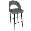 Стул Пиннате, барный, серый, черный, велюр