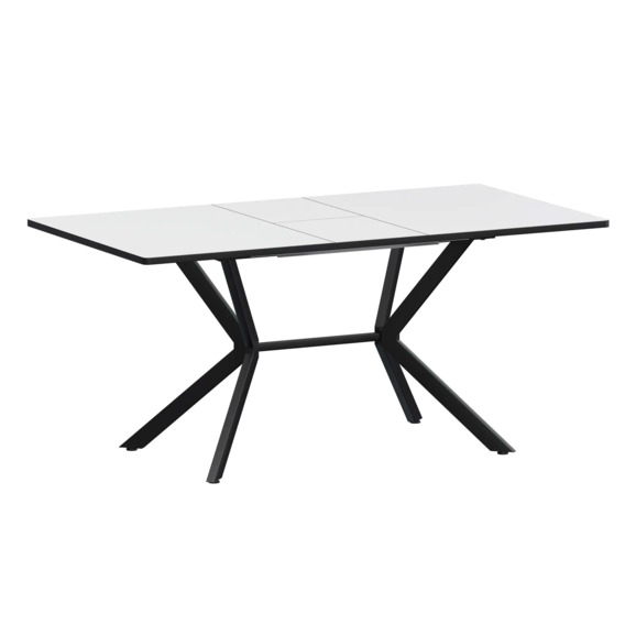 Стол раздвижной Сири 1200+300, супер белый, черный муар - фото 1