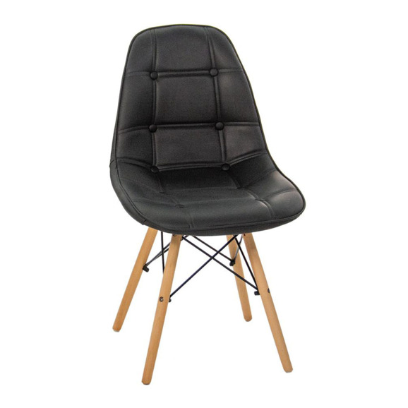 Стул мягкий Eames, экокожа, бук, черный - фото 1