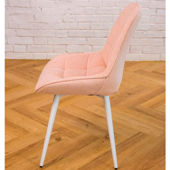 Стул Мускус, металл круглый профиль, букле, розовый, белый - фото 4