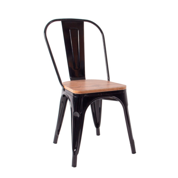 Стул Tolix Wood, черный Стул Tolix Wood, черный - фото 1