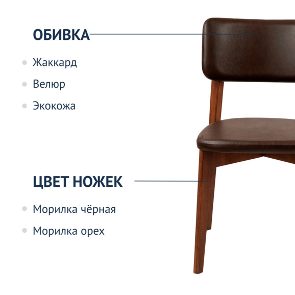 Стул Topas, экокожа коричневая Cometa dark Brown, старинный орех - фото 2