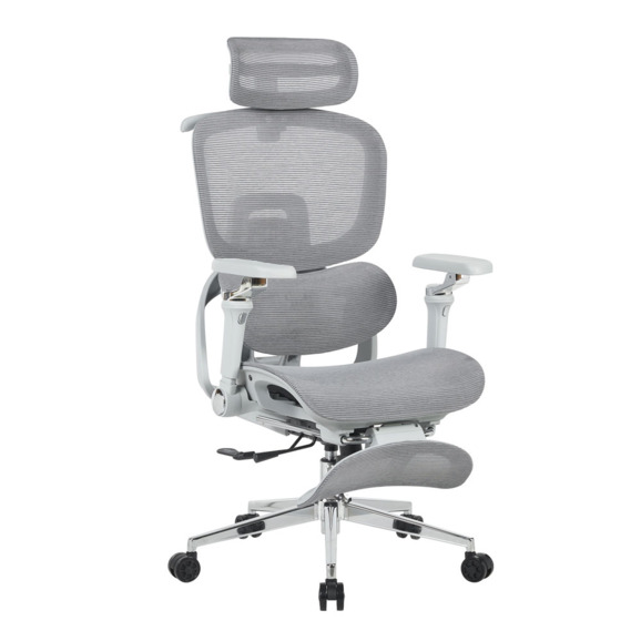 Кресло офисное TopChairs Prodigy с оттоманкой, серый Кресло офисное TopChairs Prodigy с оттоманкой, серый - фото 1