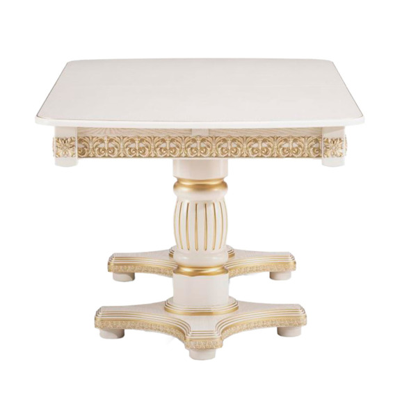 Деревянный стол Морнит 180(240)х100х76 слоновая кость / золото - фото 3