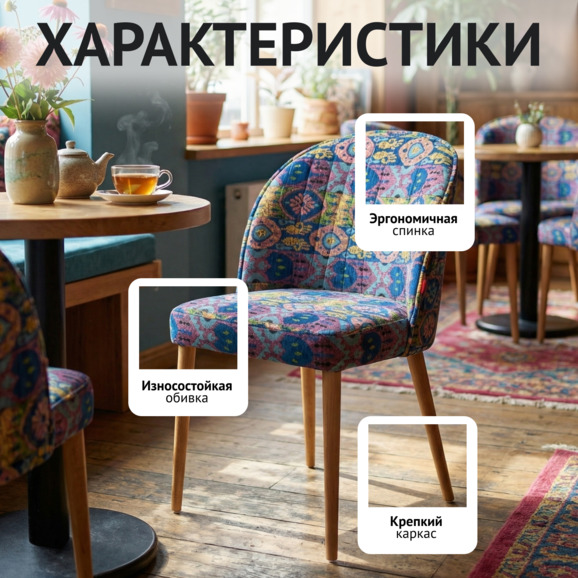 Стул Тони, гобелен синий - фото 2