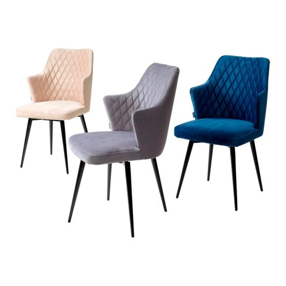 Стул HERMAN, бежевый, велюр, черный каркас, поворотный - фото 7