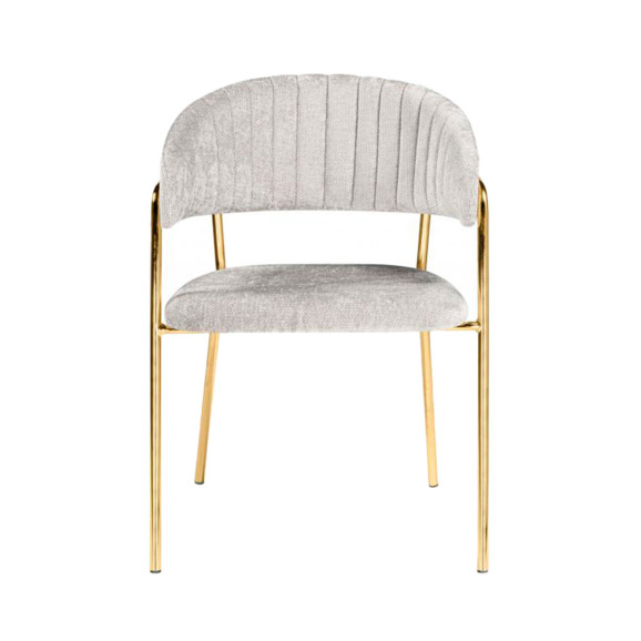 Стул на металлокаркасе Kamelia светло-серый / ткань золотые ножки Стул на металлокаркасе Kamelia светло-серый / ткань золотые ножки - фото 2