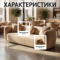 Фотография товара Диван Голум, велюр бежевый от компании ChiedoCover.