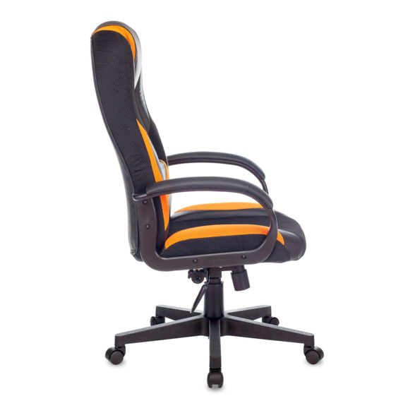 Кресло игровое TopChairs ST-CYBER 9 черный/ оранжевый, текстиль/ эко.кожа крестовина пластик - фото 4