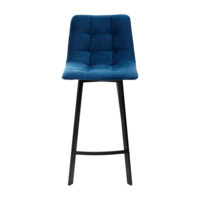 Полубарный стул мягкий Chilli Q Square, синий велюр/ черный каркас 