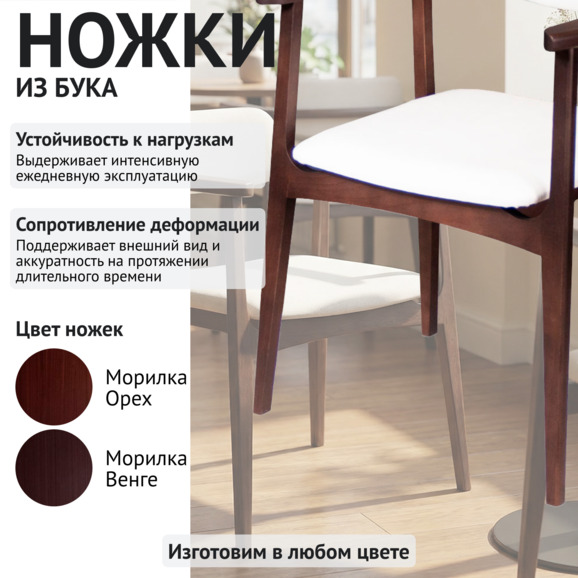 Стул Гави, велюр Тедди 300, ножки бук морилка венге - фото 4