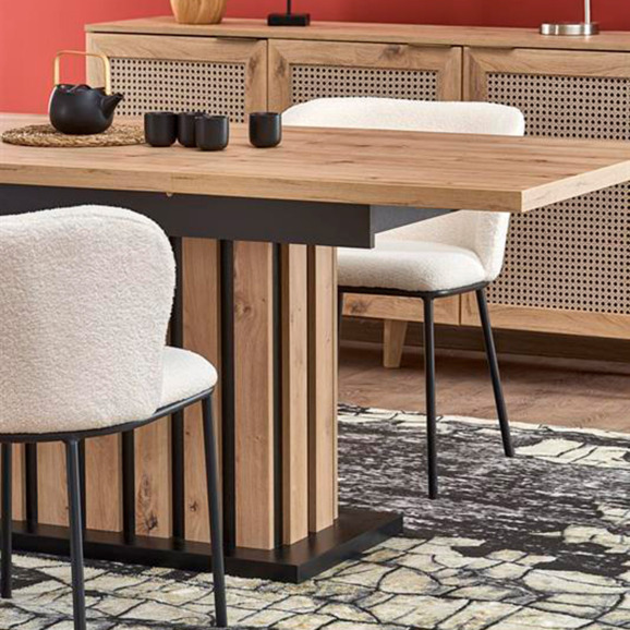 Стол обеденный Virtue, раскладной, дуб артизан, черный Стол обеденный Virtue, раскладной, дуб артизан, черный - фото 10