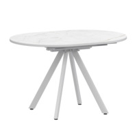 Настоящее фото товара Стол раздвижной Лаки мини 800+300мм, азул, белый муар, произведённого компанией ChiedoCover