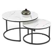 Настоящее фото товара Комплект Grove, 2 стола журнальных, белый мрамор, черный, произведённого компанией ChiedoCover