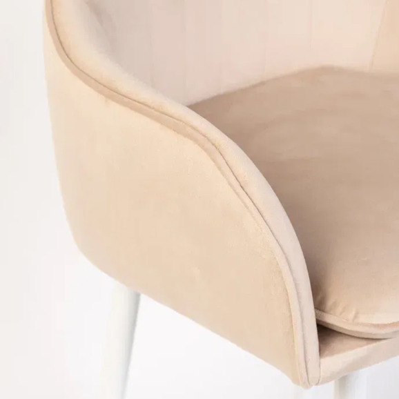 Кресло Сета, барные ножки, бежевый, белый, велюр - фото 9