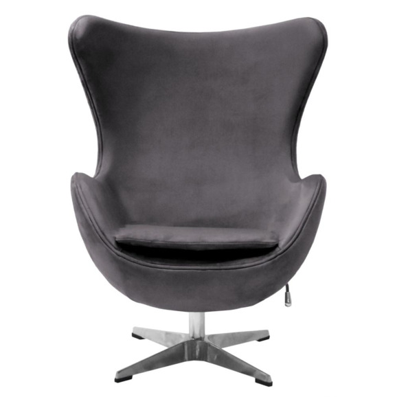 Кресло Egg style chair, тёмно-серый, искусственная замша - фото 2